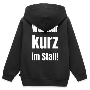 Il n’est resté dans l’écurie que peu de temps - Sweat Premium à capuche zippé enfant bio - noir - Dos - AI Model Kid Male (0cm)