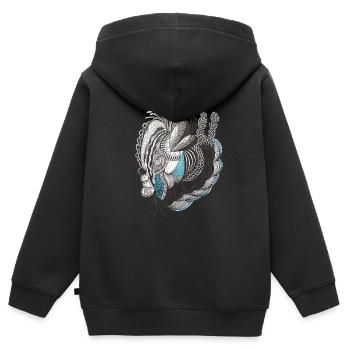 Accent bleu d’art organique - Sweat Premium à capuche zippé enfant bio - noir - Dos - AI Model Kid Male (0cm)