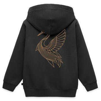 Art déco - Héron - Sweat Premium à capuche zippé enfant bio - noir - Dos - AI Model Kid Male (0cm)