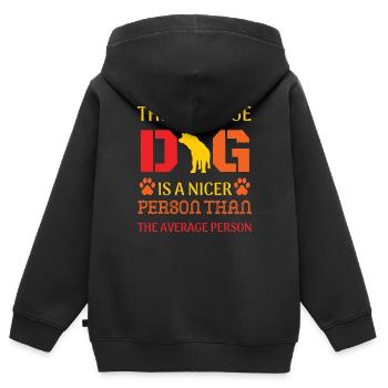 Chien moyen plus gentil que la personne moyenne - Sweat Premium à capuche zippé enfant bio - noir - Dos - AI Model Kid Male (0cm)