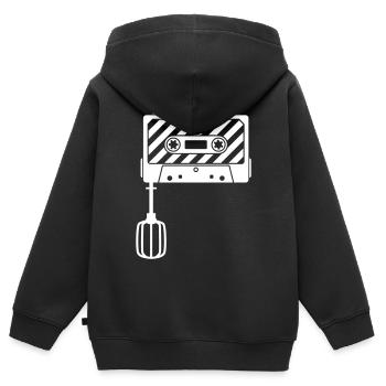 Mixtape vs. Mixer – Cassette musicale rétro DJ - Sweat Premium à capuche zippé enfant bio - noir - Dos - AI Model Kid Male (0cm)