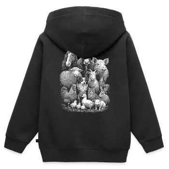 Nutztiere - Kinder Premium Organic Zip Hoodie - Schwarz - Hinten - AI Model Kid Male (0cm)