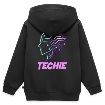 Neon Head Circuit Techie - Kids Premium Organic Zip-up Hoodie - black - Back - AI Model Kid Male (0cm)