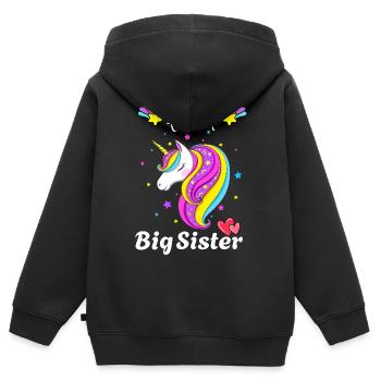 Magical Big Sister Unicorn Starry Night Art - Kids Premium Organic Zip-up Hoodie - black - Back - AI Model Kid Male (0cm)