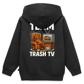 Team Trash TV - Sweat Premium à capuche zippé enfant bio - noir - Dos - AI Model Kid Male (0cm)