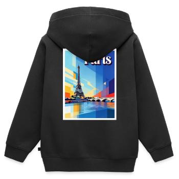 Paris Prism Eiffel - Sweat Premium à capuche zippé enfant bio - noir - Dos - AI Model Kid Male (0cm)