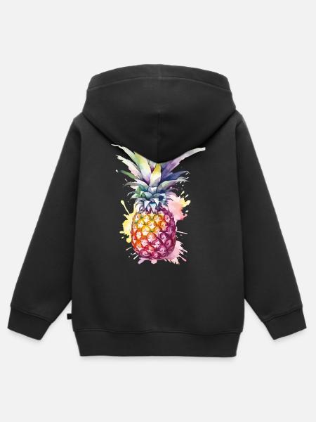 Ananas Aquarell - Kinder Premium Organic Zip Hoodie - Schwarz