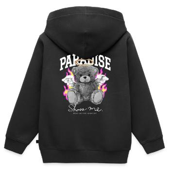 Ours Fabriqué au Paradis - Sweat Premium à capuche zippé enfant bio - noir - Dos - AI Model Kid Male (0cm)
