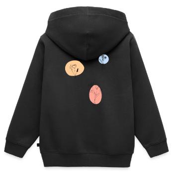 Fleurs pastelées Dessin délicat au trait - Sweat Premium à capuche zippé enfant bio - noir - Dos - AI Model Kid Male (0cm)