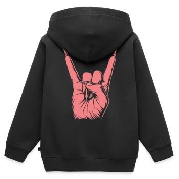 Signe de main des cornes du diable – Symbole du rock metal - Sweat Premium à capuche zippé enfant bio - noir - Dos - AI Model Kid Male (0cm)