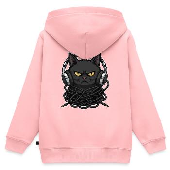 Cable Chaos Chat Musique Casque - Sweat Premium à capuche zippé enfant bio - rose - Dos - AI Model Kid Female (0cm)