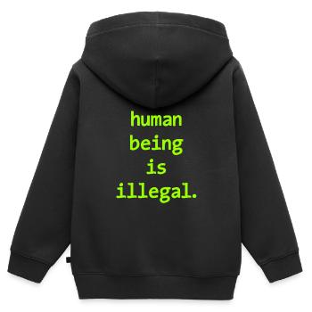 Aucun être numan n’est illégal, personne n’est illégal - Sweat Premium à capuche zippé enfant bio - noir - Dos - AI Model Kid Male (0cm)