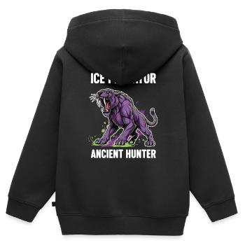Smilodon-Räuber Uralter Jäger - Kinder Premium Organic Zip Hoodie - Schwarz - Hinten - AI Model Kid Male (0cm)