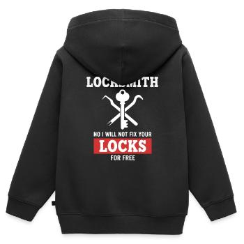 Humor Schlosser repariert keine Schlösser - Kinder Premium Organic Zip Hoodie - Schwarz - Hinten - AI Model Kid Male (0cm)