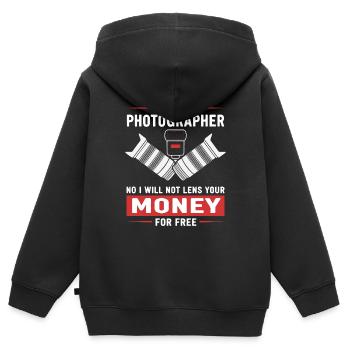 Humor-Fotograf - Kinder Premium Organic Zip Hoodie - Schwarz - Hinten - AI Model Kid Male (0cm)