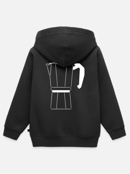 Bialetti Silhouette Weiß - Kinder Premium Organic Zip Hoodie - Schwarz