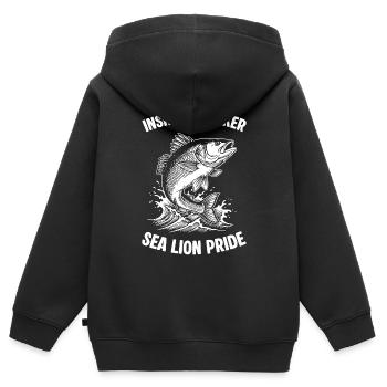 Sea Fishing Sea Bass Striker - Kids Premium Organic Zip-up Hoodie - black - Back - AI Model Kid Male (0cm)
