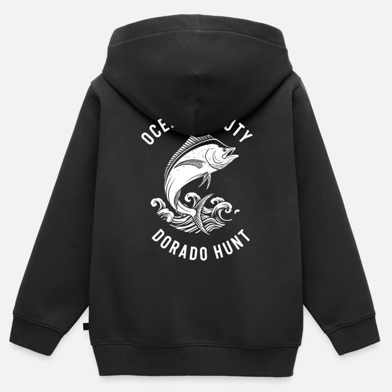 Pêche Mer Dorado - Sweat Premium à capuche zippé enfant bio - noir