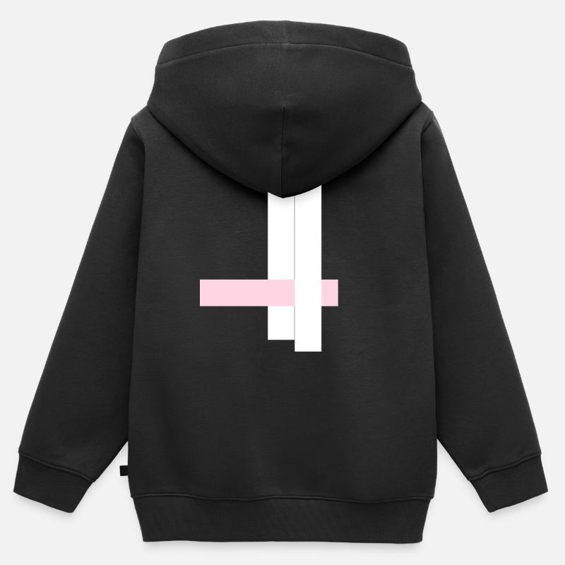 Torri bianche con nastro rosa - Felpa Premium con cappuccio con zip bambino bio - nero