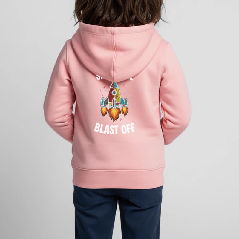 Space Rocket Retro Scribble Blast Off Kids Premium Organic Zip-up Hoodie