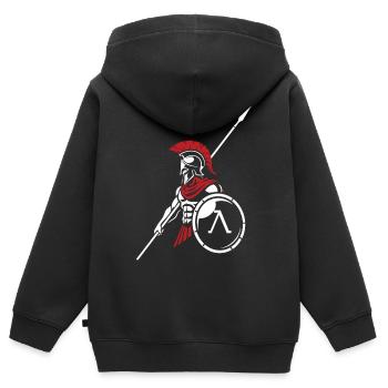 Spartiate Garde Royale Mascotte Spartan Shield - Sweat Premium à capuche zippé enfant bio - noir - Dos - AI Model Kid Male (0cm)