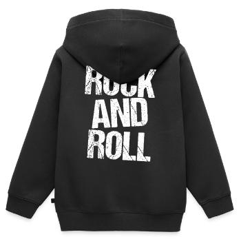 Rock'n'Roll Bold Typografie - Kinder Premium Organic Zip Hoodie - Schwarz - Hinten - AI Model Kid Male (0cm)