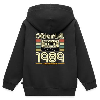 Original-Kassetten-Nostalgie von 1989 - Kinder Premium Organic Zip Hoodie - Schwarz - Hinten - AI Model Kid Male (0cm)