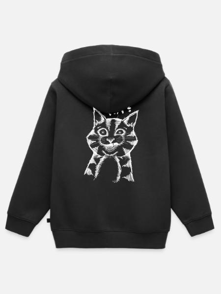 HÄ CAT - Kinder Premium Organic Zip Hoodie - Schwarz