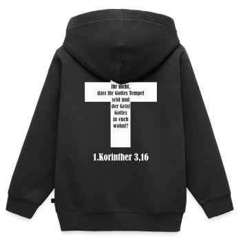 Quotation from the Cross Corinthians 3:16 - Spirit in You - Kids Premium Organic Zip-up Hoodie - black - Back - AI Model Kid Male (0cm)