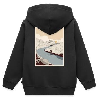 Der Aufstieg – Radfahrer-Erinnerung - Kinder Premium Organic Zip Hoodie - Schwarz - Hinten - AI Model Kid Male (0cm)