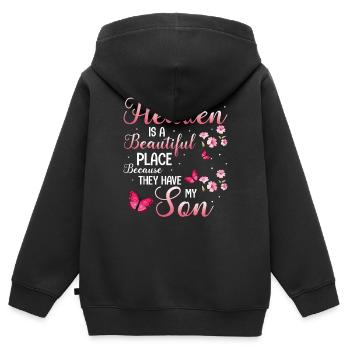 Heaven Butterfly Son - Kinder Premium Organic Zip Hoodie - Schwarz - Hinten - AI Model Kid Male (0cm)