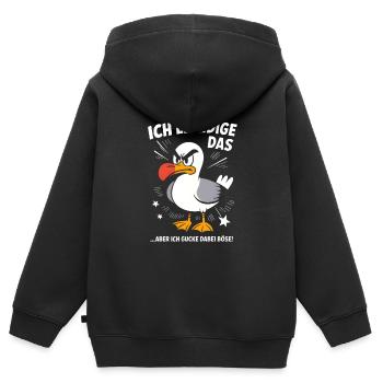 Möwe Seevogel Nen scheiss muss ich - Kinder Premium Organic Zip Hoodie - Schwarz - Hinten - AI Model Kid Male (0cm)