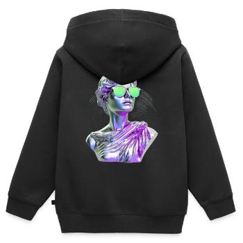 Vaporwave Statue Neonbrille - Kinder Premium Organic Zip Hoodie - Schwarz - Hinten - AI Model Kid Male (0cm)
