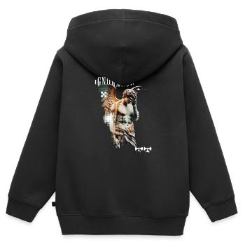 Collage de statues de l’ignorance - Sweat Premium à capuche zippé enfant bio - noir - Dos - AI Model Kid Male (0cm)
