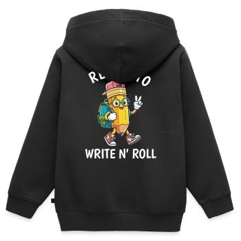 Cadeau drôle de Drôle de Professeur de Rentrée à l’École - Sweat Premium à capuche zippé enfant bio - noir - Dos - AI Model Kid Male (0cm)