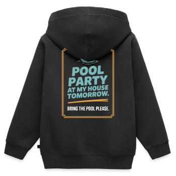 Fête à la piscine Amenez la piscine Fête d’été à la piscine en remarque - Sweat Premium à capuche zippé enfant bio - noir - Dos - AI Model Kid Male (0cm)