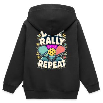 RALLYE DE DINK RÉPÉTER SIESTE - Sweat Premium à capuche zippé enfant bio - noir - Dos - AI Model Kid Male (0cm)