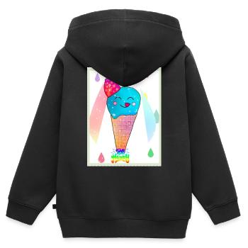 Kunterbunte Kawaii-Eiscreme - Kinder Premium Organic Zip Hoodie - Schwarz - Hinten - AI Model Kid Male (0cm)