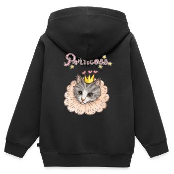 Illustration de la couronne de la princesse chat - Sweat Premium à capuche zippé enfant bio - noir - Dos - AI Model Kid Male (0cm)