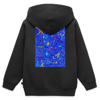 Blue space - Kids Premium Organic Zip-up Hoodie - black - Back - AI Model Kid Male (0cm)