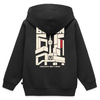 Ambiance de béton de Berlin - Sweat Premium à capuche zippé enfant bio - noir - Dos - AI Model Kid Male (0cm)