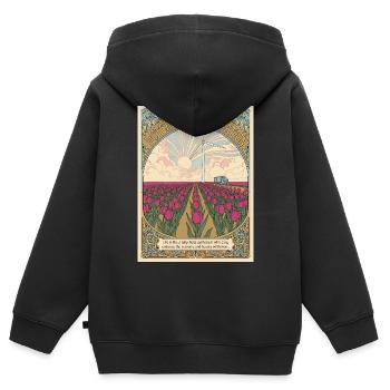 Tulip field and wind turbine - Kids Premium Organic Zip-up Hoodie - black - Back - AI Model Kid Male (0cm)