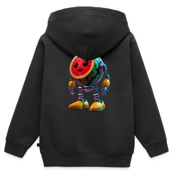 Robot funk pastèque - Sweat Premium à capuche zippé enfant bio - noir - Dos - AI Model Kid Male (0cm)