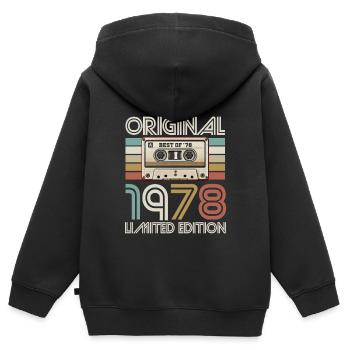 Original-Kassetten-Limited von 1978 - Kinder Premium Organic Zip Hoodie - Schwarz - Hinten - AI Model Kid Male (0cm)