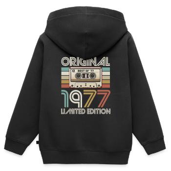 Originale limitierte Retro-Kassette von 1977 - Kinder Premium Organic Zip Hoodie - Schwarz - Hinten - AI Model Kid Male (0cm)