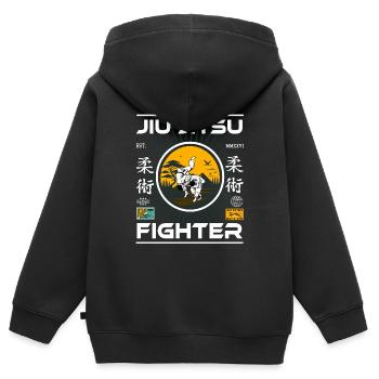 Jiu Jitsu Shirt – Fighter Design mit Kampfgeist - Kinder Premium Organic Zip Hoodie - Schwarz - Hinten - AI Model Kid Male (0cm)