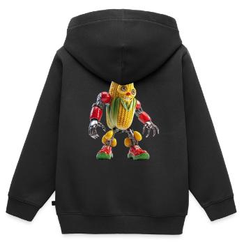Maisroboter: Buntes Gemüse-Gadget - Kinder Premium Organic Zip Hoodie - Schwarz - Hinten - AI Model Kid Male (0cm)