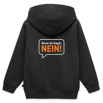 Bevor Du fragst Nein! Sprechblase - Kinder Premium Organic Zip Hoodie - Schwarz - Hinten - AI Model Kid Male (0cm)