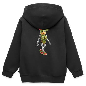 Kiwi Bot Fruit Parade - Kinder Premium Organic Zip Hoodie - Schwarz - Hinten - AI Model Kid Male (0cm)
