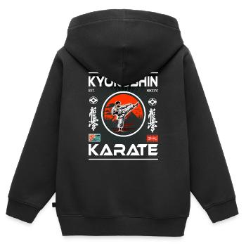 Kyokushin Karate Design für echte Karateka - Kinder Premium Organic Zip Hoodie - Schwarz - Hinten - AI Model Kid Male (0cm)